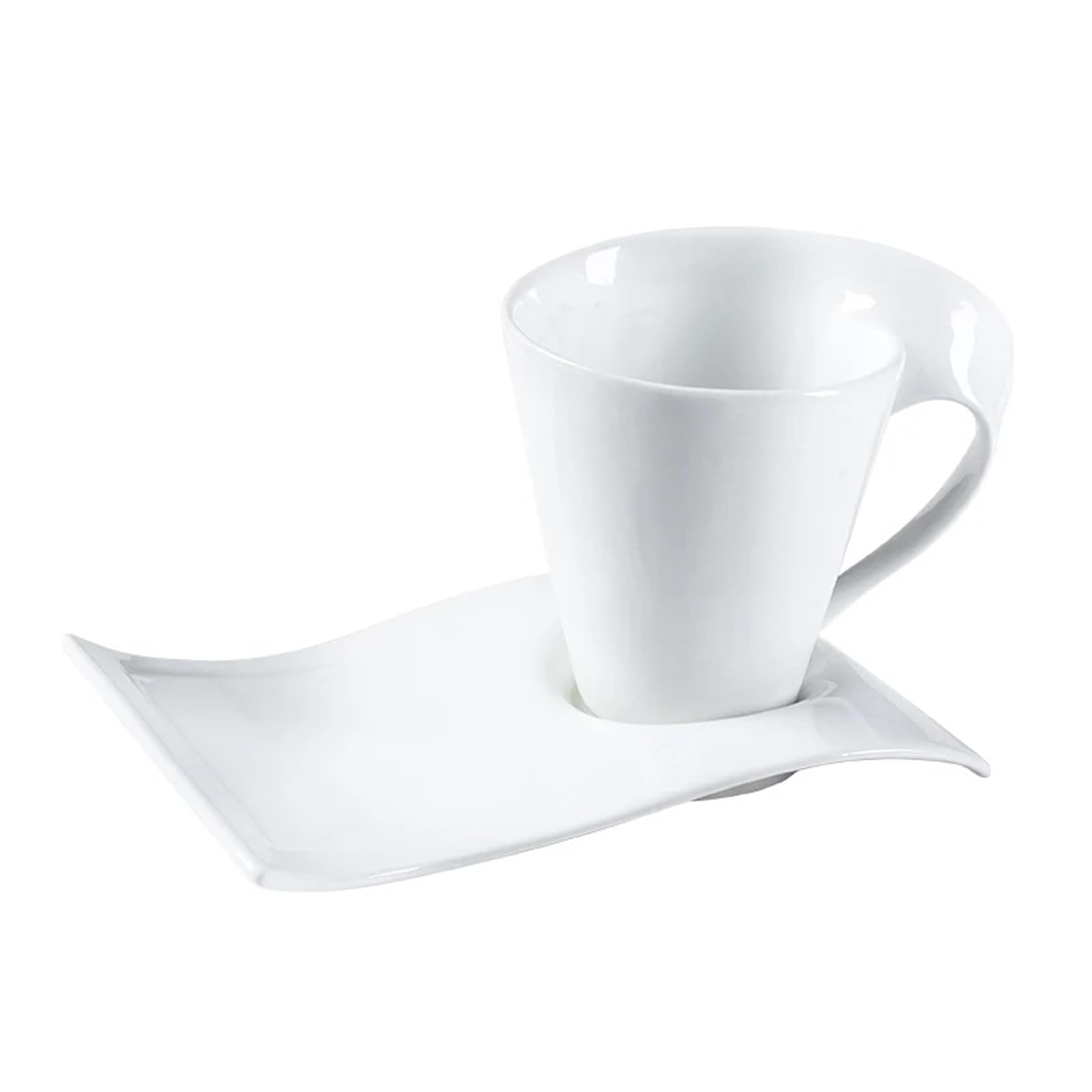 Juego De Tazas De Café Juego De Taza Y Platillo De Café De Cerámica Blanca, Taza De Desayuno Con Platillo(200ml+plate)