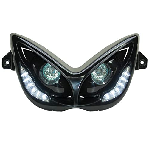 DOUBLE OPTIQUE REPLAY RR8 POUR MBK 50 NITRO 19972012-YAMAHA 50 AEROX 19972012 NOIR AVEC LEDS BLANCHES