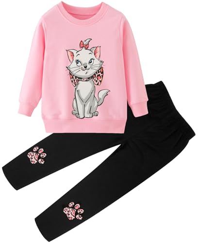 RETSUGO Girls 2 Piece Outfits Toddler Girls Leopard Print T-Shirt and Leggings Set School Outfits Girl Clothes Fall Sets