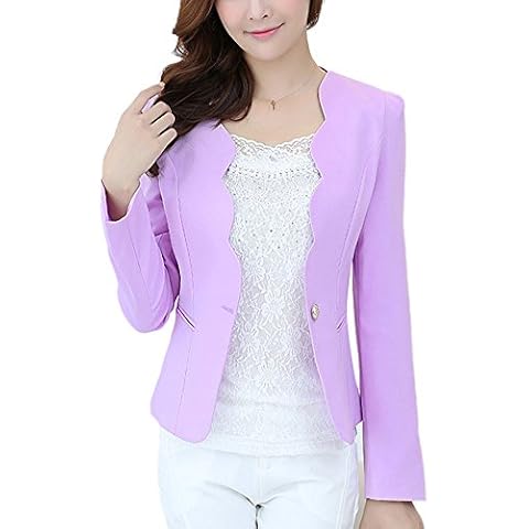 Women's Basic Slim-Fit Short Blazer Jacket Light Purple 2XL Cover