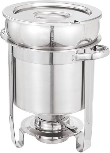 I IHAYNER 7L Stainless Steel Round Soup Chafer Set Food Warmer Buffet Server with Lid Catering Warming Pot for Parties Wedding Banquets