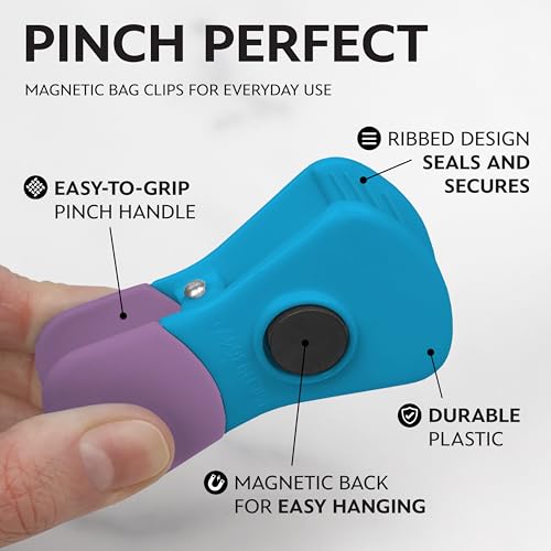 Image of Disney Stitch Magnetic Chip Clips, Set of 6 | Airtight food storage bag clips for snack, cereal, and coffee bags, great for pantry and fridge, magnet displays kids artwork