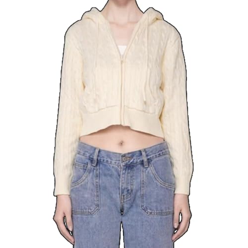 Vintage Cute Long Sleeves V Neck Cardigan Winter Clothes Full-Zip Jacket Fleece Sweatshirts Womens Sweater