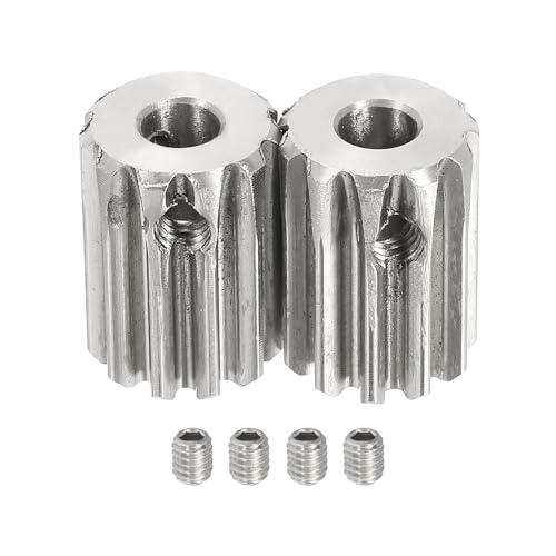 uxcell 2Pcs 1 Mod 11T Spur Gear 5mm Bore, 304 Stainless Steel Pinion Gear
