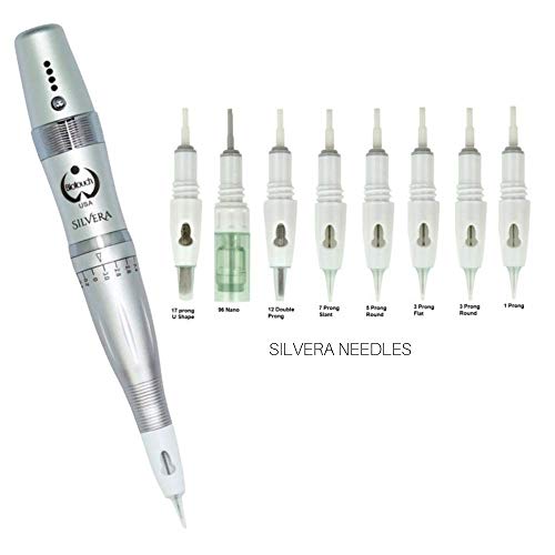 Biotouch Silvera Microblading Cosmetic Tattoo Machine Kit Ombre Feathering Hair Stroke Technique Eyebrow Shading Microblading Supplies Micropigmentation Epibrow Disposable Needle Cartridges #TOP6