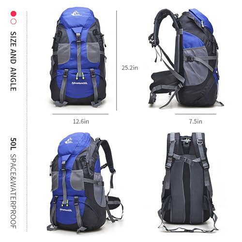 Miniatura 2 de Bseash 50l Mochila De Senderismo Ligera Y Resistente Al Agua, Mochila De Deporte Al Aire Libre, Bolsa De Viaje Para Escalar, Acampar, Viajar