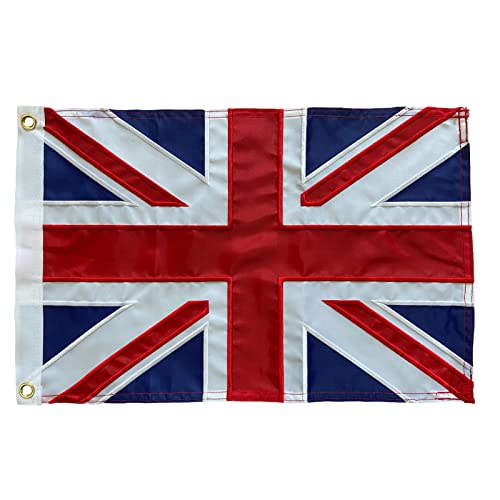 Homissor Bandiera britannica 30,5 x 45,7 cm, bandiera inglese, bandiera inglese ricamata con strisce cucite, bandiera del Regno Unito 1 x 1,5, resistente per esterni
