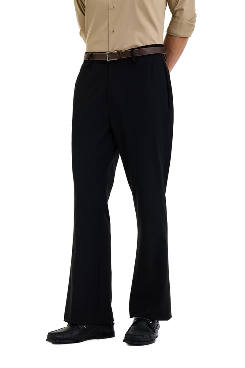 snitch Men Trousers Formal & Club Wear | Retro Bellbottom Fit Self-Design Plain Front Style | Premium Stretchable Polyester Viscose Blend & Breathable Fabric for Work & Parties-picture-47