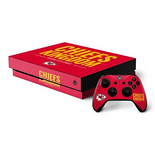 Skinit Decal Gaming Skin Compatible with Xbox One X Bundle - Officially Licensed NFL Kansas City Chiefs Team Motto Design