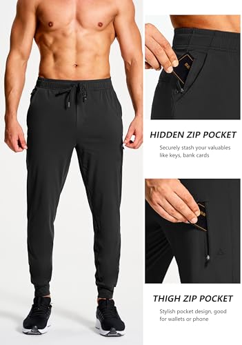 Men's Athletic Joggers Stretch Sweatpants with Zipper Pockets Running Workout Gym Track Golf Pants for Men4