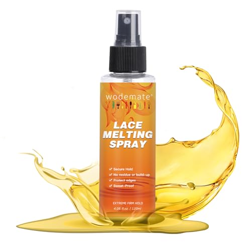 wodemate Lace Melting Spray for GlueLess Wigs - Extreme Hold Wig Glue Spray Lace Bond Adhesive - Invisible Melting Spray for Wigs Fast Drying No Residue (120ml / 4.06 Fl Oz)
