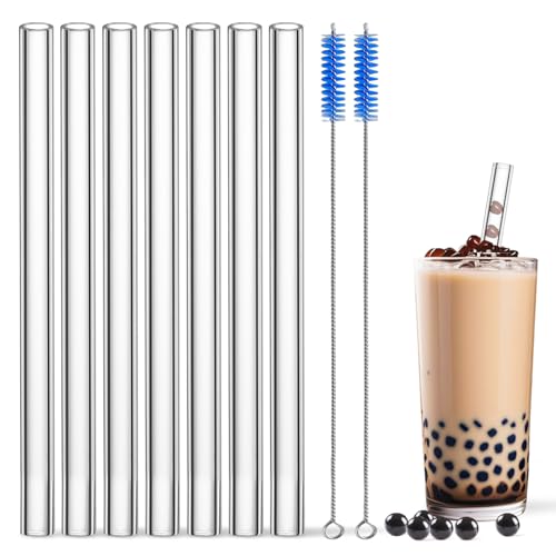 Borosilicate Glass Boba Straws Clear 10 inch 14mm...