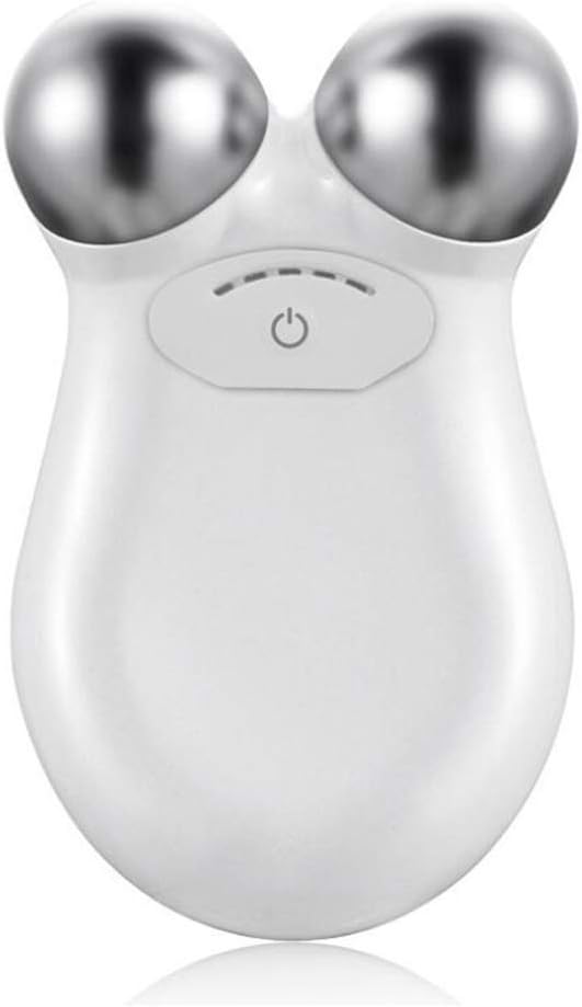 YOHAPPY Electric Face Roller Micro-current Massage Skin Anti Wrinkle Tighten V Shaped Lifting Face Tool Portable Massager Device (White)