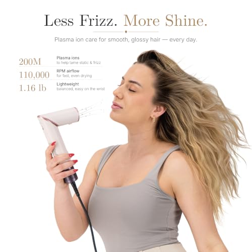 6-in-1 Air Styler & Hair Dryer Brush, 110,000 RPM Brushless Motor Hot Air Brush with Auto-Wrap Curlers, Fast Drying Ionic Blowout Brush, 360° Swivel Cord, LED Display & Storage Case - Image 5