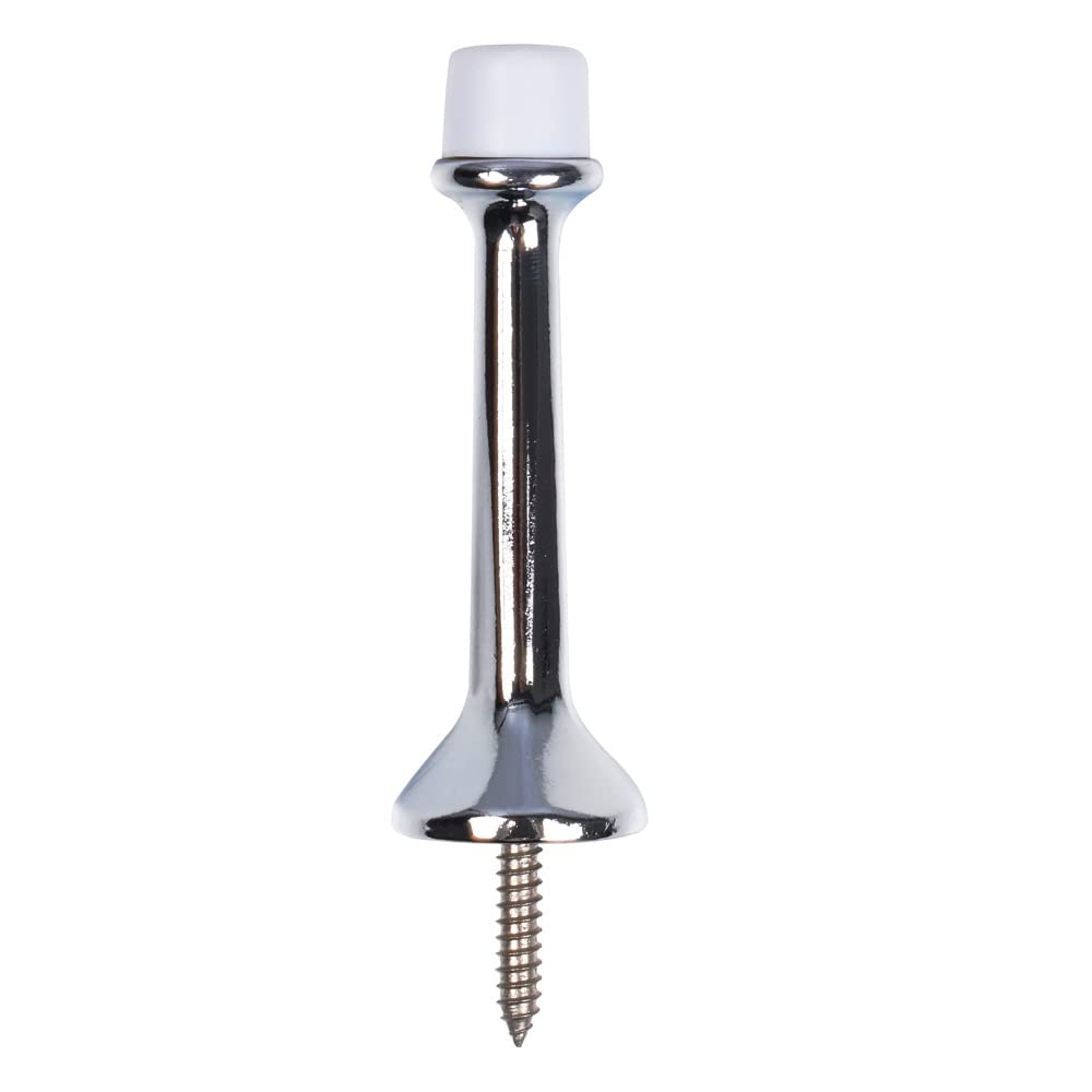 Triumph Hardware 3-Inch Heavy Duty Solid Door Stop With Rubber Tip - Zinc Alloy, Chrome Finish, Wall Protector