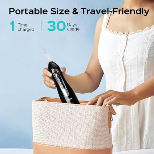 Image of COSLUS ADA Accepted C20 Water Dental Flosser Teeth Pick, 300ML Larger Tank | Portable Rechargeable Oral Irrigator for Orthodontic & Sensitive Gums, Cordless for Travel, Family, Whitening Set, Black