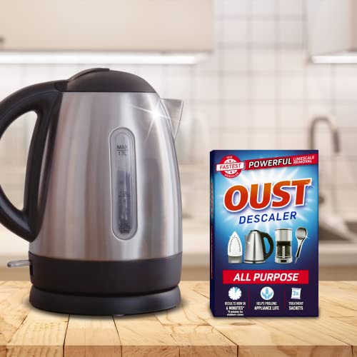 Oust Powerful All Purpose Descaler, Limescale Remover – Ideal for Kettles, Coffee Machines, Irons and Shower Heads, 3 Sachets x 6 (18 Sachets Total)