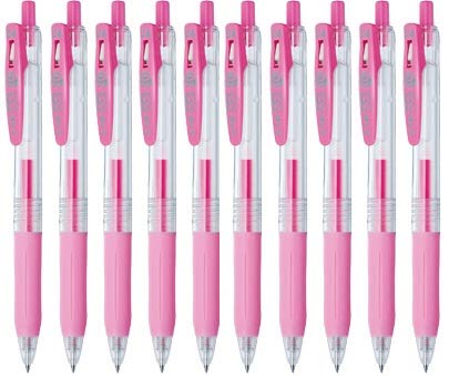 Zebra Sarasa Clip 0.4 stylo gel rose lot de 10 avec notes