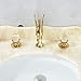 Rozin Double Crystal Knobs Basin Faucet Widepspread 3 Holes Sink Mixer Tap Gold Finish