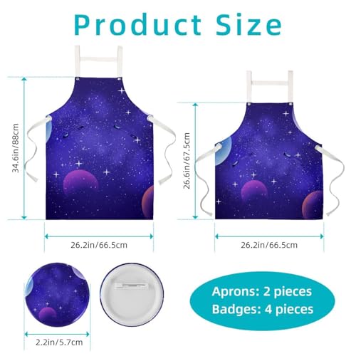 Tablier de cuisine galaxie violet avec 4 broches de fixation