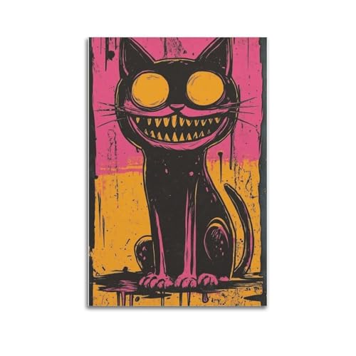 Poster de chat effrayant : finis les murs vides avec cette impression toile vintage de 60x90cm