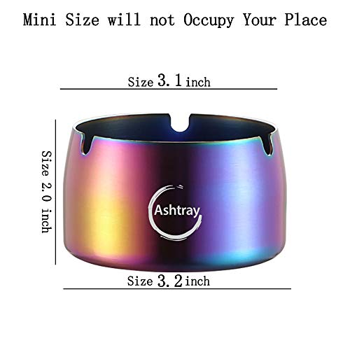 image for DiLan Ashtray Stainless Steel Ashtrays Mini Ashtray Windproof Durable 