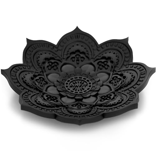 Rinfit Mandala Silicone Ring Dish Elegant Jewelry Organization - Jewelry Dish Tray for Rings, Earrings or Necklaces - Black