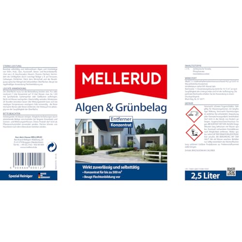 MELLERUD Algen & Grünbelag Entferner | 1 x 2,5 l | Effizientes Reinigungsmittel zum Entfernen von Algen und Grünbelag