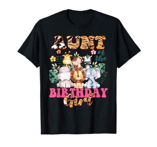 Tía De La Cumpleaños Niña Zoo Theme Animal Party Safari Cool Camiseta
