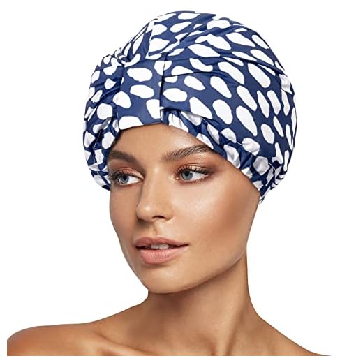 INNELO Touca de Banho de Luxo para Mulheres, Toucas de Banho Reutilizáveis, Touca de Banho Ajustável para Mulheres, Camadas Duplas com Chapéu de Banho Forrado de Cetim, para Todos Os Estilos de Cabelo