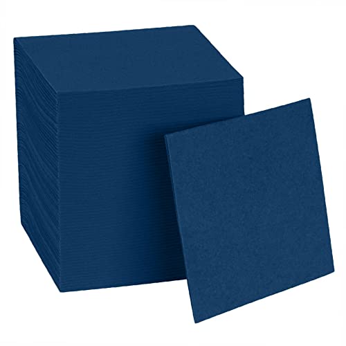 Disposable Blue Cocktail Napkins Paper - 4" X 4" High-End Linen-Like Beverage Party Square Paper Napkin Pack For Bar, Cafe, Restaurant, Christmas, Birthday, Wedding, Baby Shower - 100 Count #TOP21
