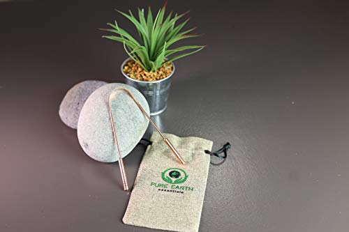 Pure Copper Tongue Scraper For Adults & Kids - Natural Tongue Cleaner With Firm Grip & Travel Case - Ayurvedic Tongue Scraper For Dental Health & Fresh Breath - By Pure Earth Essentials (1 Piece/Pack) #TOP7