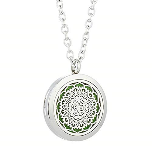 joymiao Essential Oils Necklace Women - Aromatherapy Pendant Diffuser Stainless Steel Locket - Perfume Jewelry for Gifts