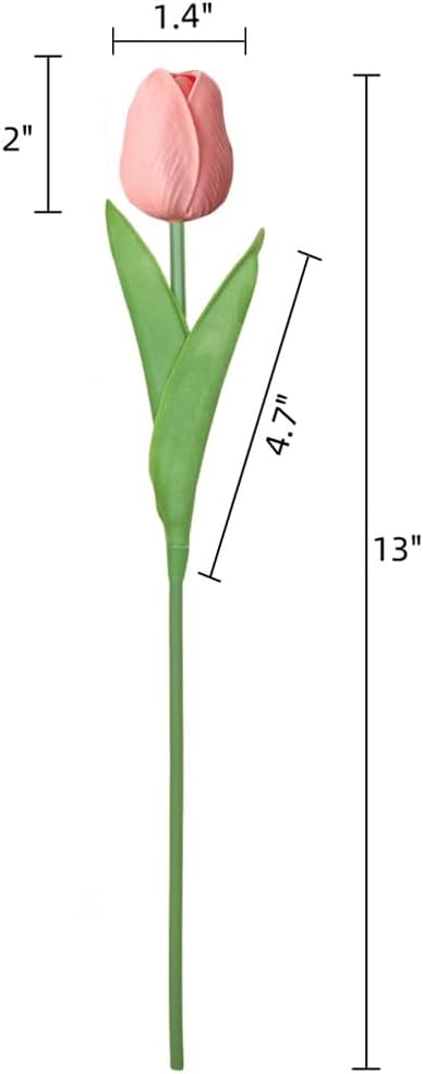 30PCS Artificial Tulips PU Real Touch Single Stem Fake Flowers Bouquet Arrangement for Home Party Wedding Decoration Without Vase (Pink)