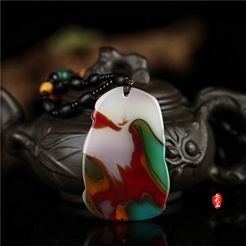 EASTCODE Hetian Jade Rich Flower Blossom Pendants Colorful Jade vase Jade Plate Jade Brand Men and Women Jade Pendant for Safety