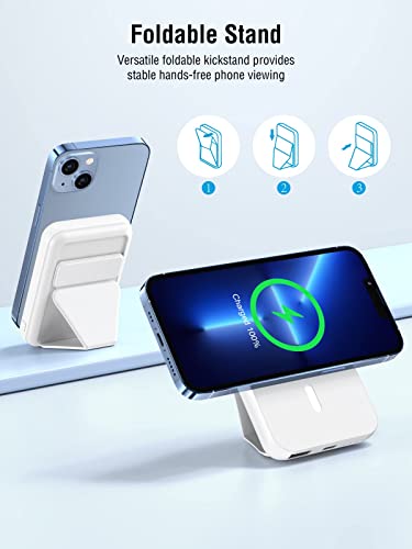 Magnetic Wireless Power Bank, 12000Mah Portable Charger Power Bank Qc 22.5W/Pd 20W Fast Charging Mag-Safe Battery Pack(White) #TOP2