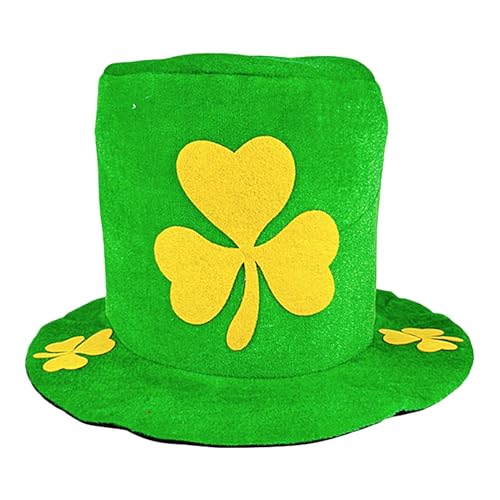 Ghjkldha Leprechaun Hat, Creative Top Hat with Shamrock design, Stylish Saint Patrick's Day Costume Hats, Gold Buckle and Yellow Leaves accent, 33 x 20 cm, Holiday Party Accessory