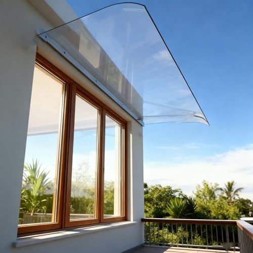Auvent de porte en polycarbonate transparent stoppant les infiltrations de pluie - 5