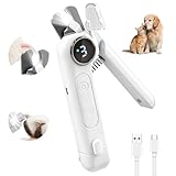 2-in-1 Dog Nail Clippers and Grinder, Electric Dog Nail Trimmer for Large Medium Small Dogs & Cats with 3 Speeds, USB Rechargeable, Quick Sensor, Splash Guard & LED Lights, Safe & Painless (White)