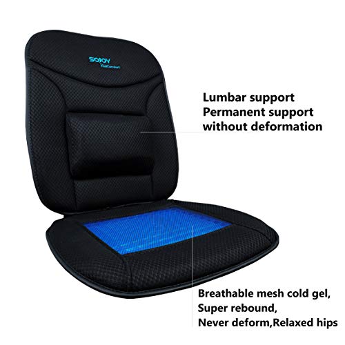 SOJOY iGelComfort Coccyx Orthopedic Lumbar Support Breathable Gel Luxury Support Non-Slip Seat Cushion (Black) (39x20x4) - Thumbnail 5