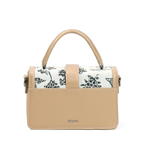 Image of EXOTIC Rosetta Structured Sling Bag for Women | Printed Panel Handbag with Top Handle & Detachable Crossbody Strap | Multi-Compartment Satchel Purse