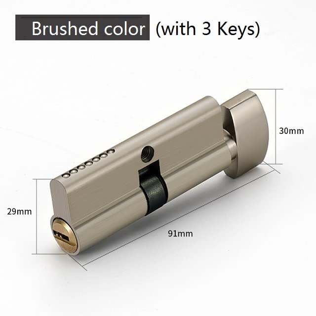 Wkładka zamka drzwiowego, Zamek bębenkowy 70 mm ze stopu cynku do drzwi 35-50 z kluczami, wielokolorowy(Brushed Color)