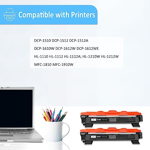 LAIPENG Compatible TN-1050 TN1050 Toner Cartridge for Brother DCP-1510 DCP-1512 DCP-1512A DCP-1610W DCP-1612W DCP-1612WE HL-1110 HL-1112 HL-1112A HL-1210W HL-1212W MFC-1810 MFC-1910W Printers (2BK) - Image 2