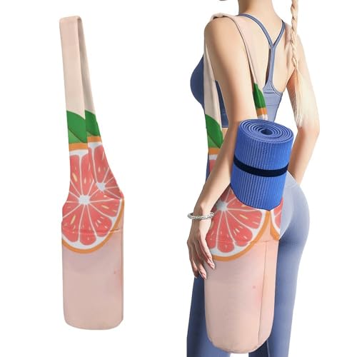 Sac de tapis de yoga pamplemousse en toile avec porte-bouteille