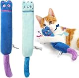 Pawaboo 2 Piezas Juguete de Peluche Gatos, Juguete de Muñeca para Mascotas, Juguete para Gatito con Papel Arrugado y Hierba Gatera Natural, Juguete Peluche Relajante, Regalo Festivo, Lago Azul & Azul