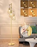 bulbeats Dimmable Mid Century Modern Floor Lamp with 0%-100% Dimmable Brightness 3pcs E26 LED Bulbs