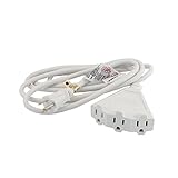 Uninex EC1608 Outdoor Extension Cord with 3 Grounded Outlets, 16/3 AWG Medium Duty, 8-Foot, White