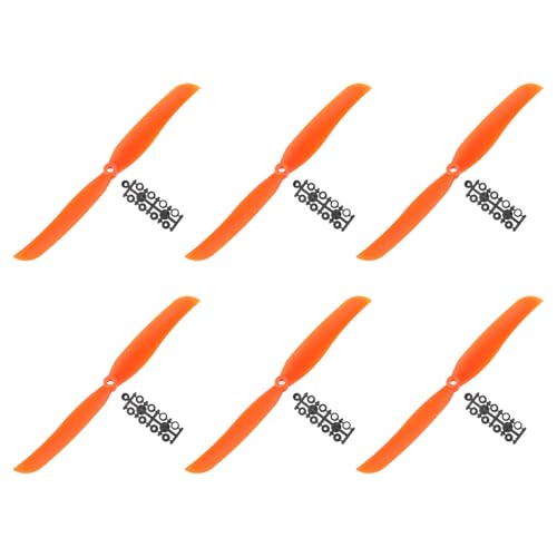MECCANIXITY 1060 Propellers 10x6 Prop 2-Vane Fixed-Wing Orange Replacement Props with Adapter Rings for Airplane RC Plane, Pack of 6