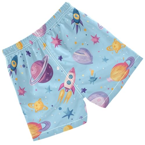 Pigsaly Boys' Swim Board Shorts Planets Space Rockets Boy's Swim Trunks Kids Swimwear 5T Multicolor2