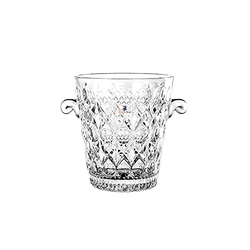 Cubitera de vidrio para vino, enfriador de hielo de cristal con 2 asas, recipiente de refrigeración para champán/vino y cerveza